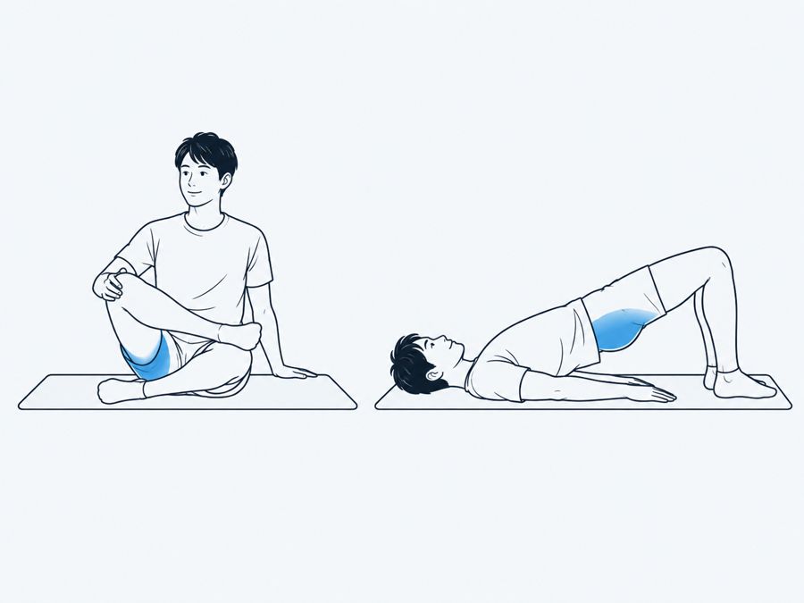 股関節のストレッチと、お尻の筋トレ